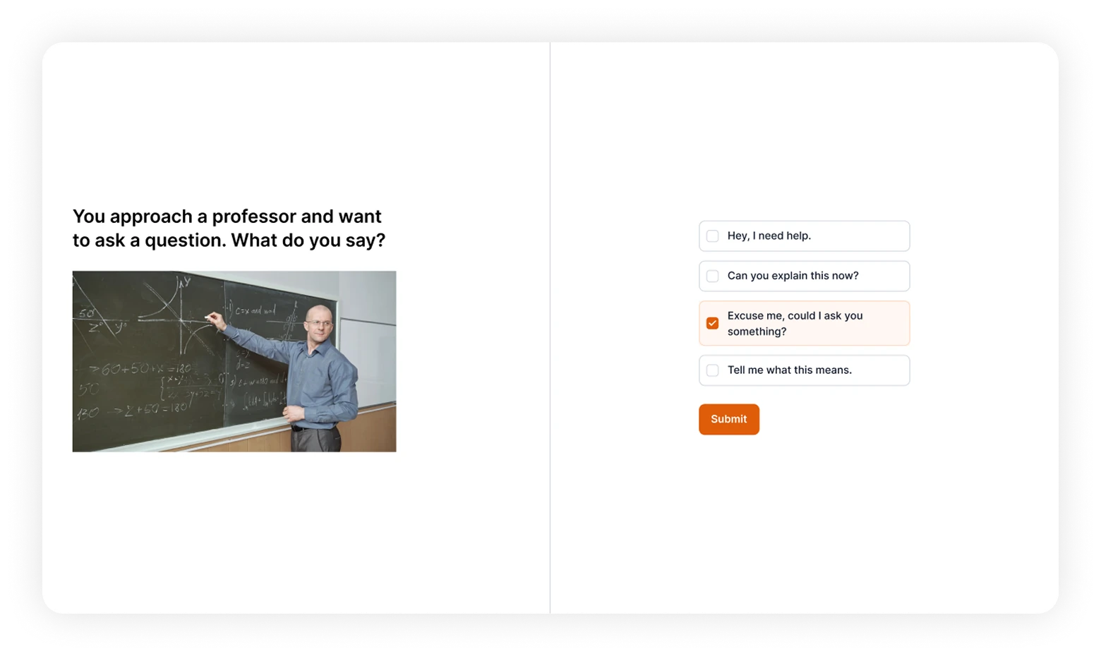 Class activity example: a multiple-choice question
